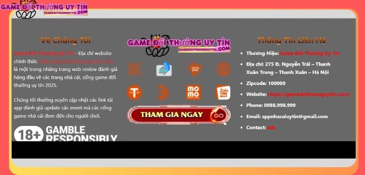 Thông tin hỗ trợ thường được đặt ở cuối trang